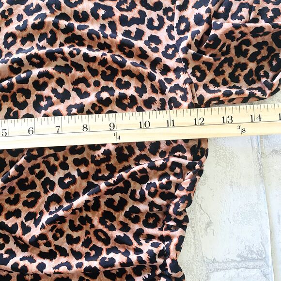 NWT Likely Leopard Print Bali Sheath Long Sleeve Ruched Mock Neck Dress Sz 4 - Picture 5 of 13